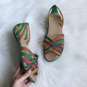 CROCS Rainbow Hurache Strappy Jelly Sandal SZ 10